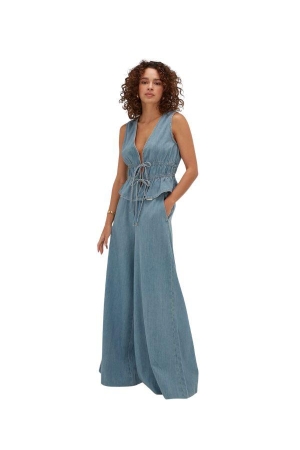 Josh V SEA fitted top with peplum 948 mid blue denim