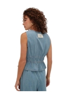 Josh V SEA fitted top with peplum 948 mid blue denim