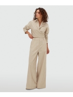 Josh V ODESSA mid-rise wide leg striped trousers 634 stone stripe