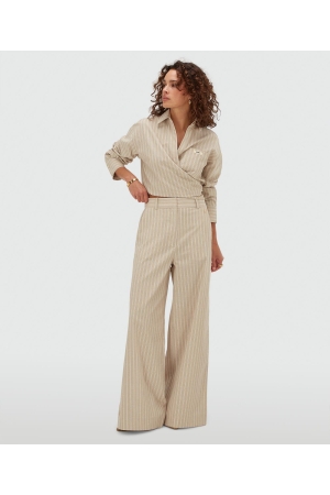 Josh V ODESSA mid-rise wide leg striped trousers 634 stone stripe