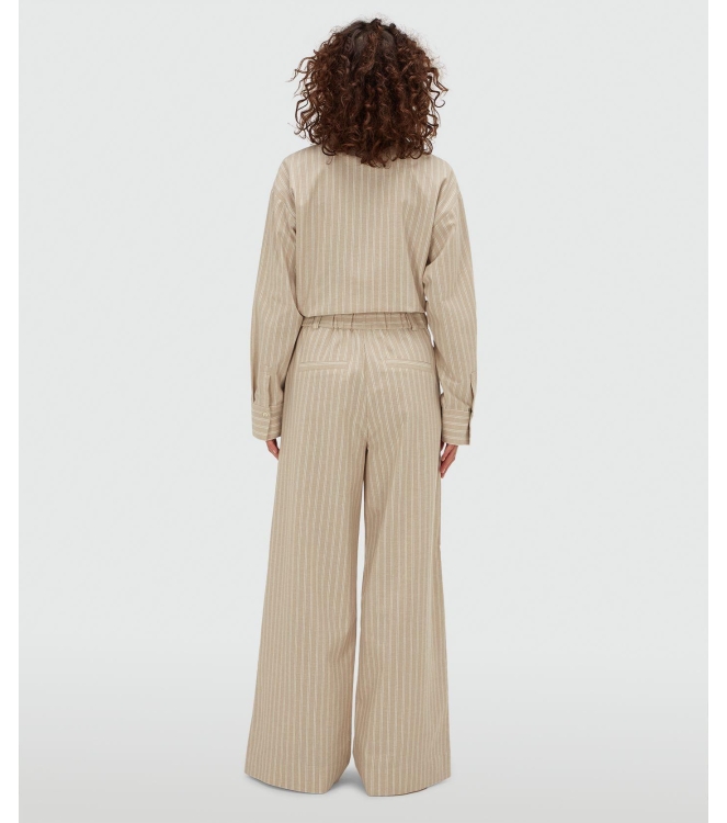 Josh V ODESSA mid-rise wide leg striped trousers 634 stone stripe