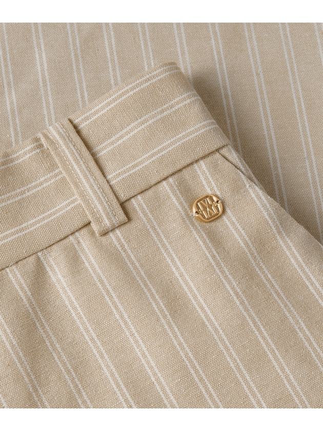 Josh V ODESSA mid-rise wide leg striped trousers 634 stone stripe