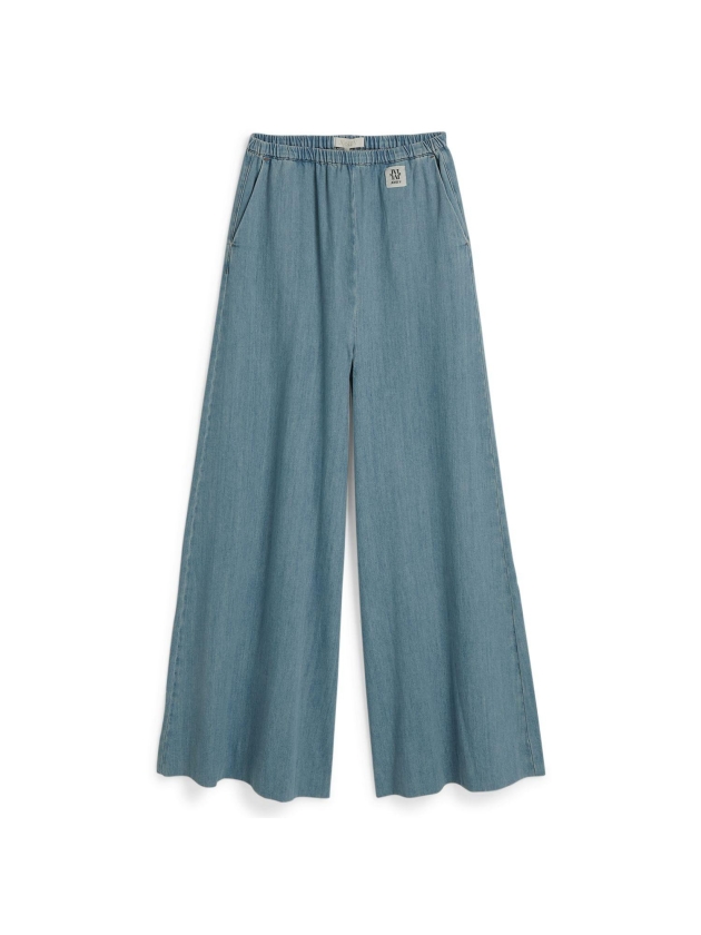 Josh V SERA wide leg trousers in denim look 948 mid blue denim
