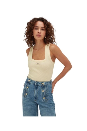 Josh V DIEDA slim fit top with logo 613 butter yellow