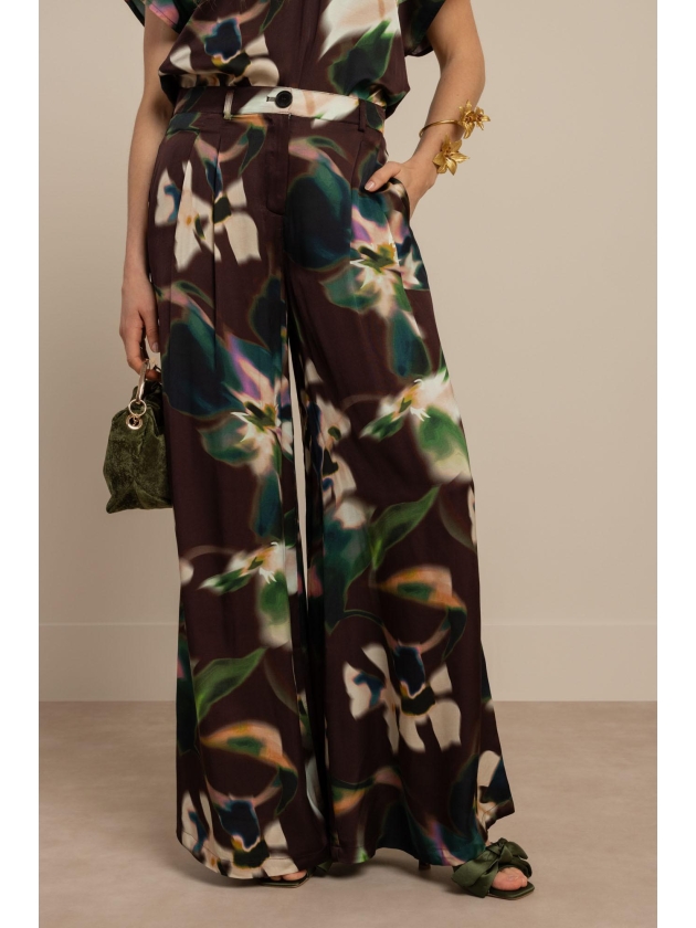 Studio Anneloes Sien satin flower trousers 9997 multi color