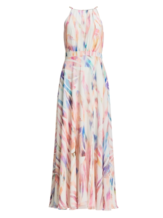 Swing Abendkleid aus Crinkle Chiffon mit 9401 Ivory/multi