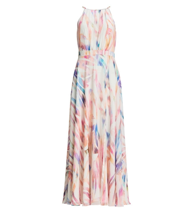 Swing Abendkleid aus Crinkle Chiffon mit 9401 Ivory/multi