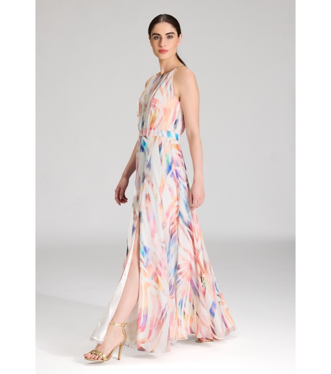 Swing Abendkleid aus Crinkle Chiffon mit 9401 Ivory/multi