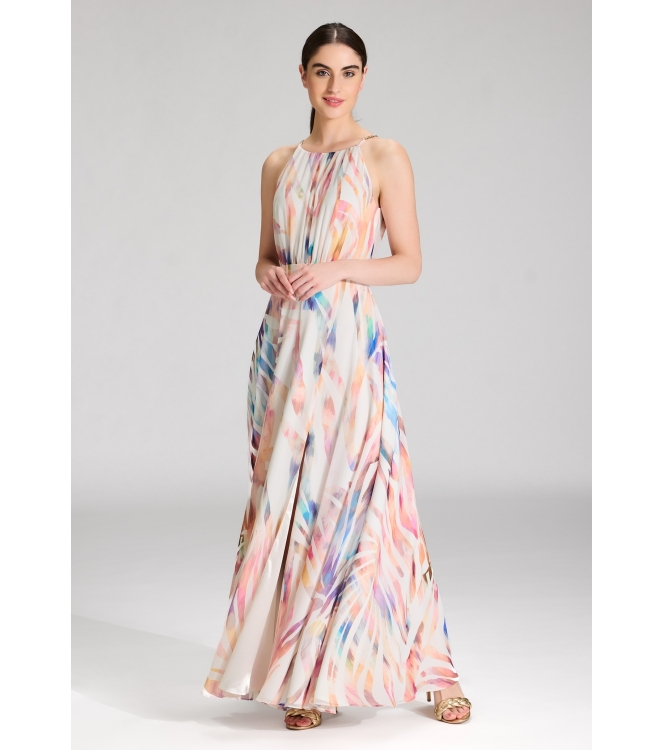 Swing Abendkleid aus Crinkle Chiffon mit 9401 Ivory/multi