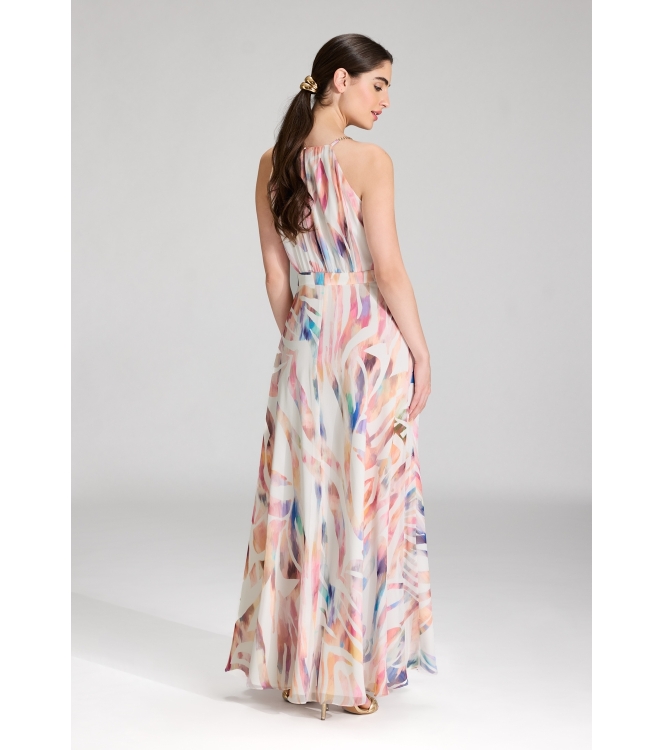 Swing Abendkleid aus Crinkle Chiffon mit 9401 Ivory/multi