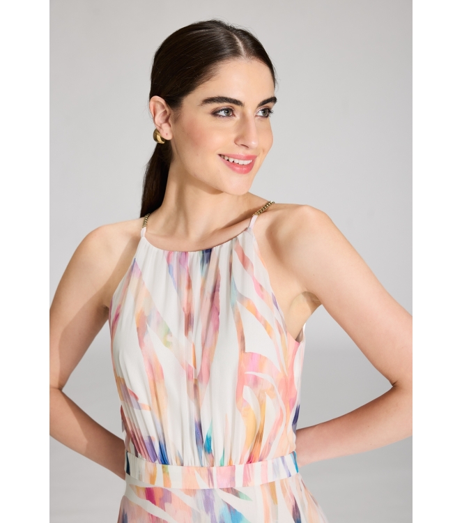 Swing Abendkleid aus Crinkle Chiffon mit 9401 Ivory/multi