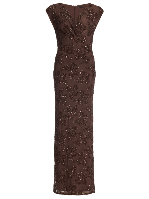 Swing Figurbetontes Abendkleid aus bestic 221 Chocolate brown