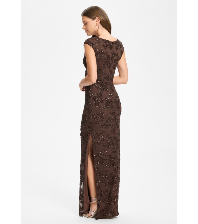 Swing Figurbetontes Abendkleid aus bestic 221 Chocolate brown