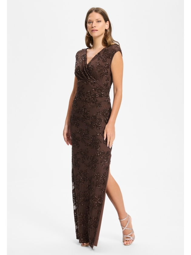 Swing Figurbetontes Abendkleid aus bestic 221 Chocolate brown