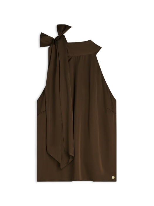 Josh V YANIEK loose fit top in satin look 987 brown