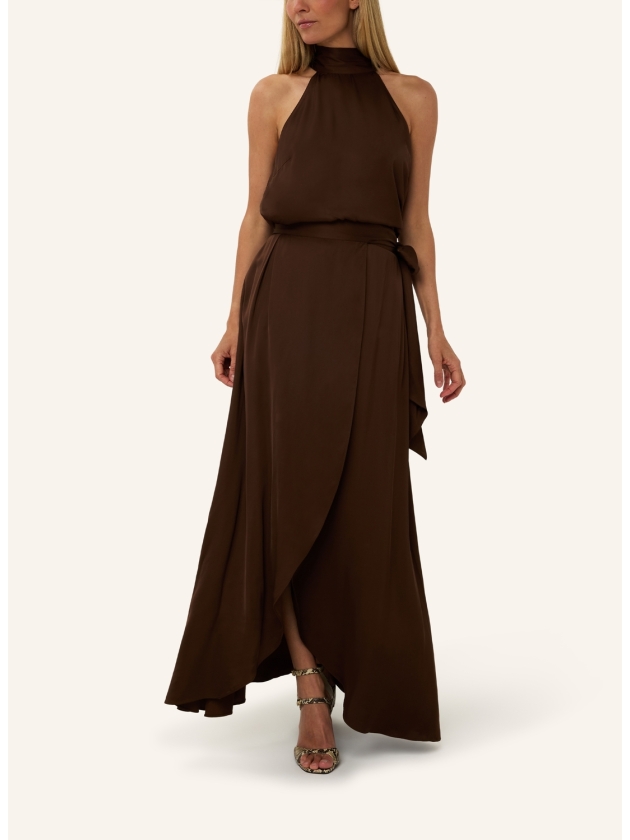 Josh V YANIEK loose fit top in satin look 987 brown