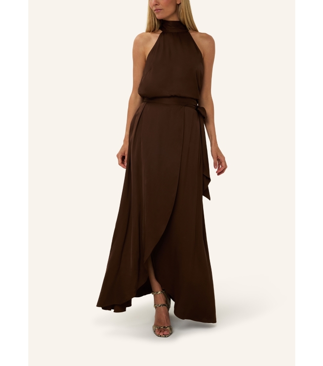 Josh V YANIEK loose fit top in satin look 987 brown