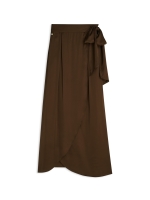 Josh V YAMICIA wrap maxi skirt in satin look 987 brown