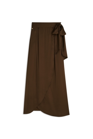 Josh V YAMICIA wrap maxi skirt in satin look 987 brown