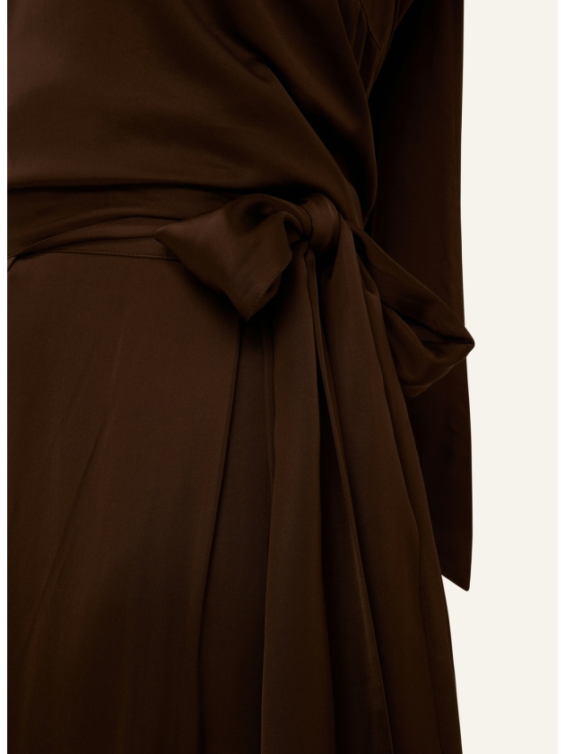 Josh V YAMICIA wrap maxi skirt in satin look 987 brown