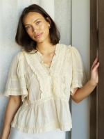 Neo Noir Evienne S Voile Top Butter Yellow