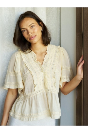 Neo Noir Evienne S Voile Top Butter Yellow