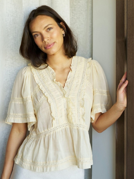 Neo Noir Evienne S Voile Top Butter Yellow