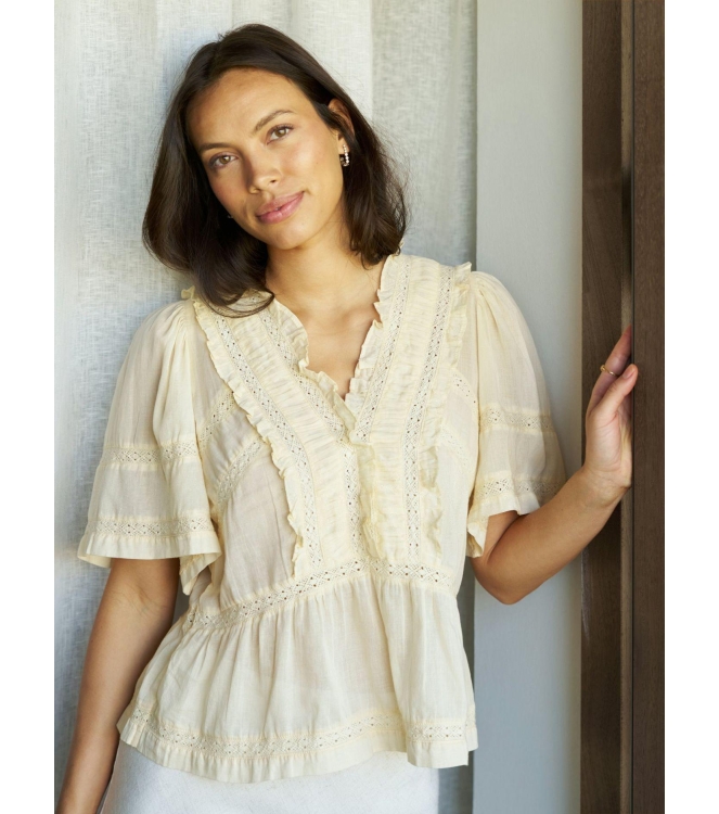 Neo Noir Evienne S Voile Top Butter Yellow