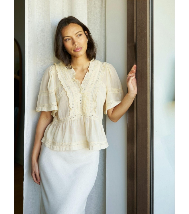 Neo Noir Evienne S Voile Top Butter Yellow