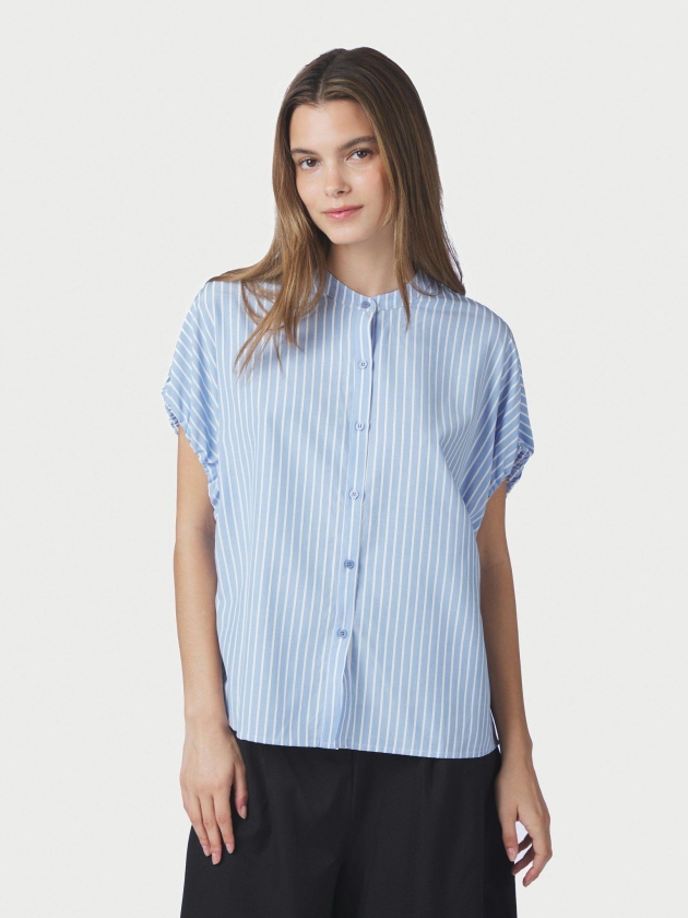 Neo Noir Englana Stripe Blouse Light Blue