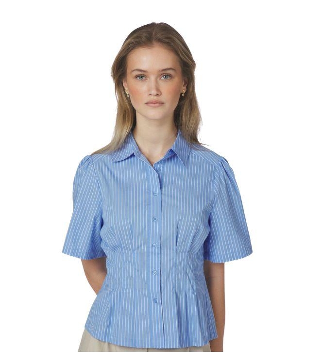 Neo Noir Balara Stripe Poplin Shirt Light Blue