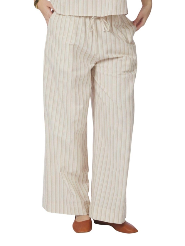 Neo Noir Heifa Linen Stripe Pants Sand
