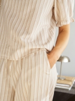 Neo Noir Heifa Linen Stripe Pants Sand