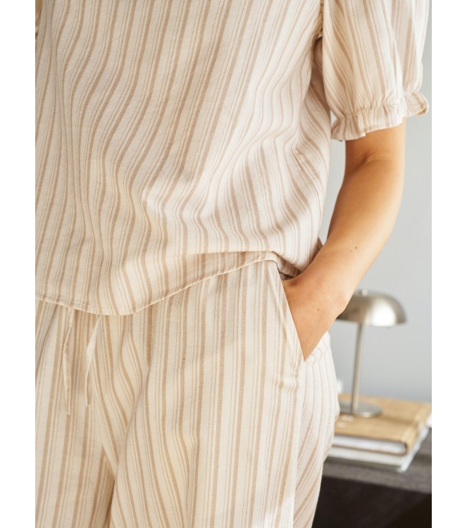 Neo Noir Heifa Linen Stripe Pants Sand