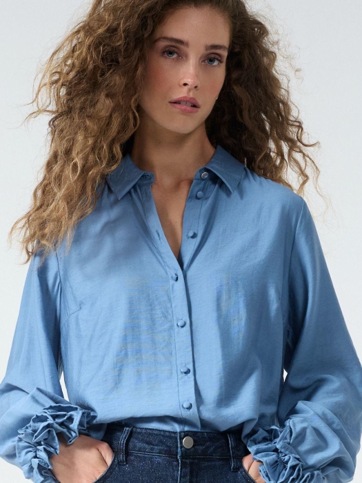 Tramontana Blouse Ruffled Cuffs 005002 Moody blue