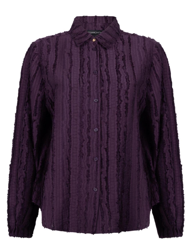 Tramontana Textured Stripe Blouse 004840 Aubergine noir