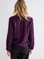 Tramontana Textured Stripe Blouse 004840 Aubergine noir