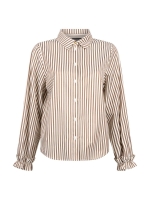 Tramontana Striped Blouse Ruffled Cuffs 002550 Cinnamon