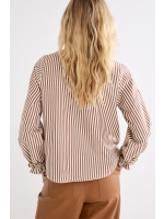 Tramontana Striped Blouse Ruffled Cuffs 002550 Cinnamon
