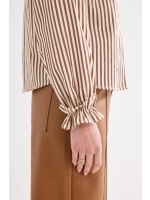 Tramontana Striped Blouse Ruffled Cuffs 002550 Cinnamon