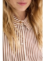 Tramontana Striped Blouse Ruffled Cuffs 002550 Cinnamon