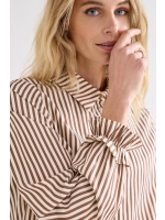 Tramontana Striped Blouse Ruffled Cuffs 002550 Cinnamon