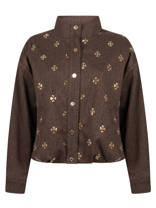 Tramontana Tweed Jacket Sequins 002654 Cafe noir melange