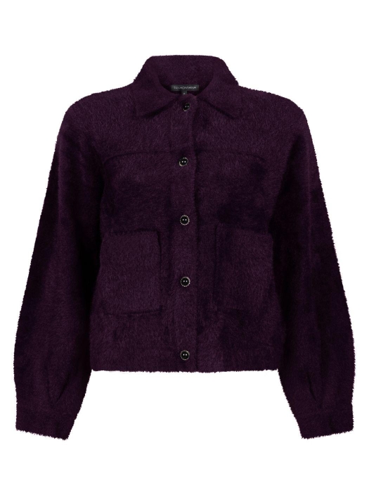 Tramontana Feather Yarn Jacket 004840 Aubergine noir