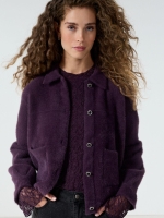 Tramontana Feather Yarn Jacket 004840 Aubergine noir