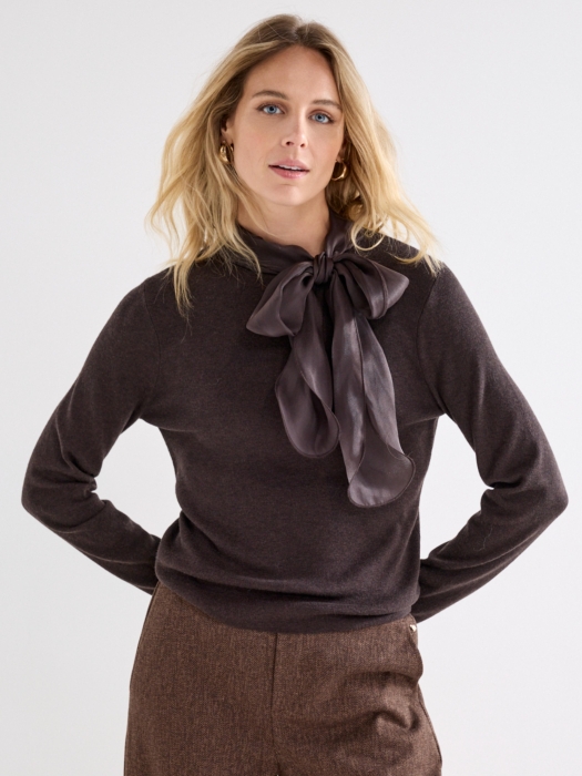 Tramontana Jumper Scarf Attachment 002654 Cafe noir melange