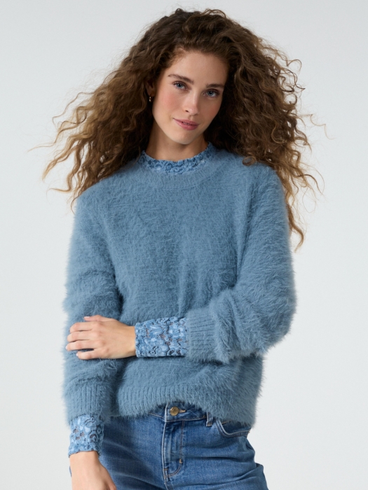 Tramontana Feather Yarn Jumper 005012 Moddy blue melange