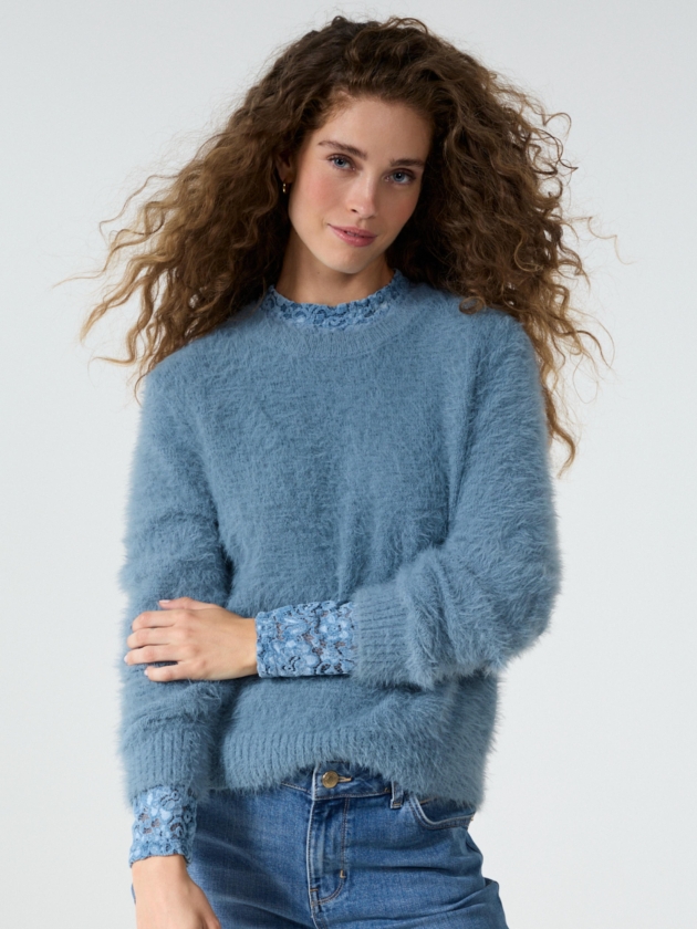 Tramontana Feather Yarn Jumper 005012 Moddy blue melange