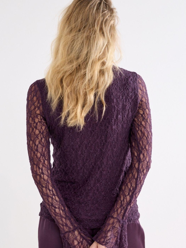 Tramontana Top Flared Cuff 004840 Aubergine noir