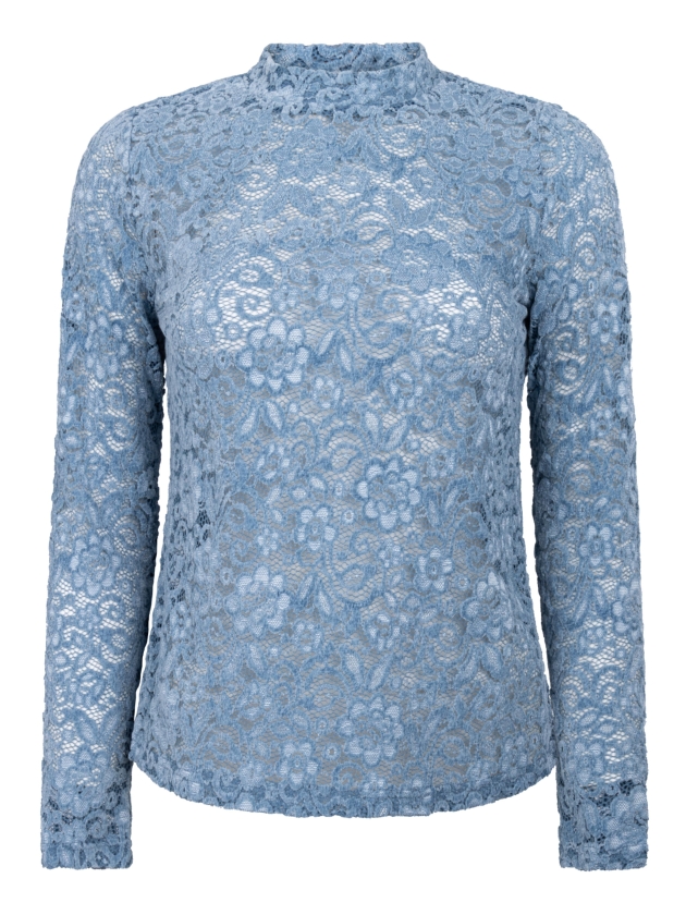 Tramontana Velvet Stretch Lace Top 005002 Moody blue